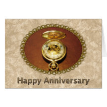 Reloj de oro elegante del aniversario del empleado tarjeta