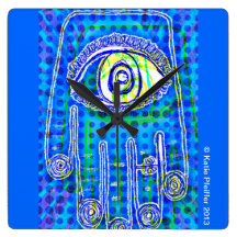 Reloj de pared azul de Hamsa del punto