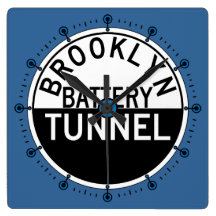 Reloj de pared azul del túnel de la batería de Bro