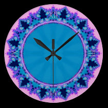 Reloj de pared azul púrpura rosado de los fractale reloj de pared