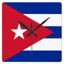 Reloj de pared con la bandera de Cuba