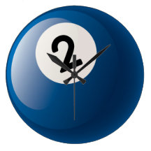 Reloj de pared de la bola de billar del número 2