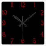 Reloj de pared de la casilla negra roja y