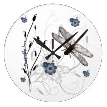 Reloj de pared del amor de la libélula