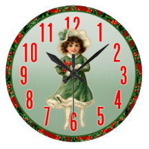 Reloj de pared del chica del navidad del vintage