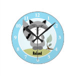 Reloj de pared encantado del mapache del bosque reloj de pared