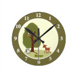 Reloj de pared personalizado ciervos del arbolado reloj de pared