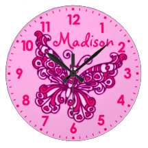 Reloj de pared rosado del nombre del sitio de los 