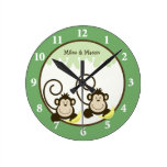 Reloj de pared tonto de los gemelos de los monos - reloj de pared