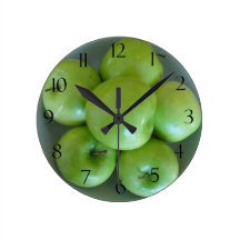 Reloj de pared verde de las manzanas