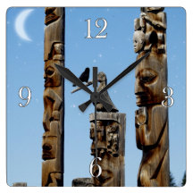 Reloj del arte del cuervo y del nativo americano d