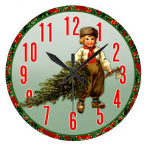 Reloj del día de fiesta del árbol de navidad y del