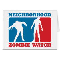 Reloj del zombi de la vecindad - rojo y azul tarjetas