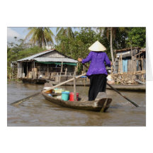 Remar un barco en el delta del Mekong, Vietnam Tarjetas