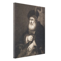 Rembrandt - rabino del grabado viejo lienzo envuelto para galerias