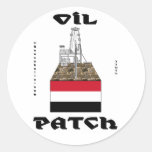 Remiendo del aceite de Yemen, pegatina, campo petr