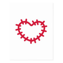 Remiendo rojo del corazón tarjeta postal