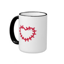 Remiendo rojo del corazón taza
