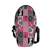 Remiendo rosado y negro bolsas messenger