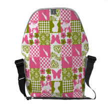 Remiendo rosado y verde bolsas de mensajeria