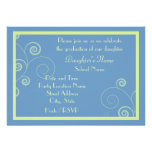 Remolinado en fiesta de graduación azul invite invitaciones