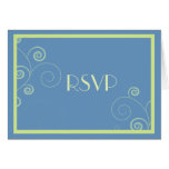 Remolinado en tarjeta azul de la respuesta de RSVP tarjetas