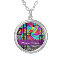Remolino abstracto púrpura collar personalizado