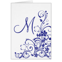 Remolino azul de las tarjetas del monograma