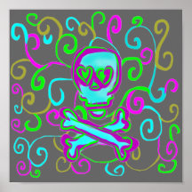 remolino del color, cráneo poster