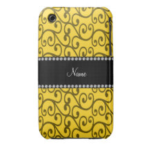 Remolinos conocidos personalizados del amarillo iPhone 3 Case-Mate cárcasas