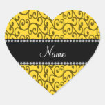 Remolinos conocidos personalizados del amarillo colcomanias corazon personalizadas