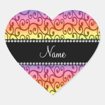 Remolinos conocidos personalizados del arco iris colcomanias de corazon