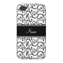 Remolinos conocidos personalizados del blanco iPhone 4 funda