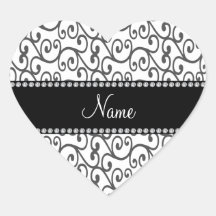 Remolinos conocidos personalizados del blanco calcomania corazon personalizadas