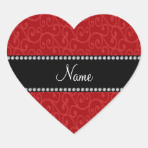 Remolinos conocidos personalizados del rojo pegatina de corazon