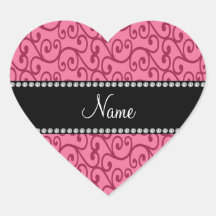 Remolinos conocidos personalizados del rosa pegatina corazón