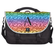 Remolinos del arco iris del monograma bolsas para ordenador