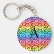 Remolinos del arco iris del monograma llaveros