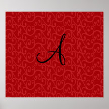 Remolinos del rojo del monograma posters