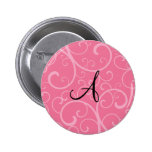 Remolinos del rosa del monograma pins
