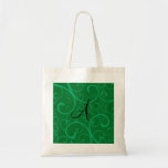 Remolinos del verde del monograma bolsa lienzo