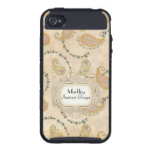 Remolinos envejecidos manchados té moderno de Pais iPhone 4 Carcasa