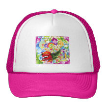 Remolinos florales, arco iris, alas y estrellas gorras de camionero