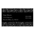 Remolinos florales grises y negros Paisley tarjetas de negocio