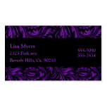 Remolinos florales púrpuras y negros Paisley tarjetas de negocio