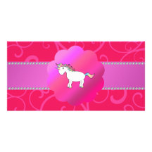 Remolinos lindos del rosa del unicornio tarjetas fotográficas personalizadas