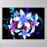 Remolinos magentas y Splat del Grunge de las flore posters