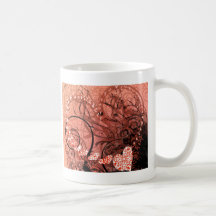 Remolinos rojos del corazón taza