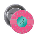 Remolinos rosados del diamante del monograma pins