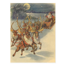 Reno de Papá Noel que entrega Nochebuena de los ju Tarjeta Postal